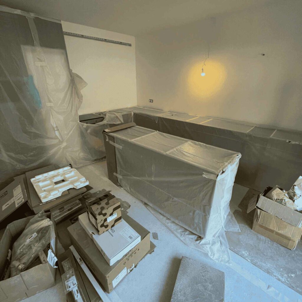 chantier cuisine avant nettoyage 
